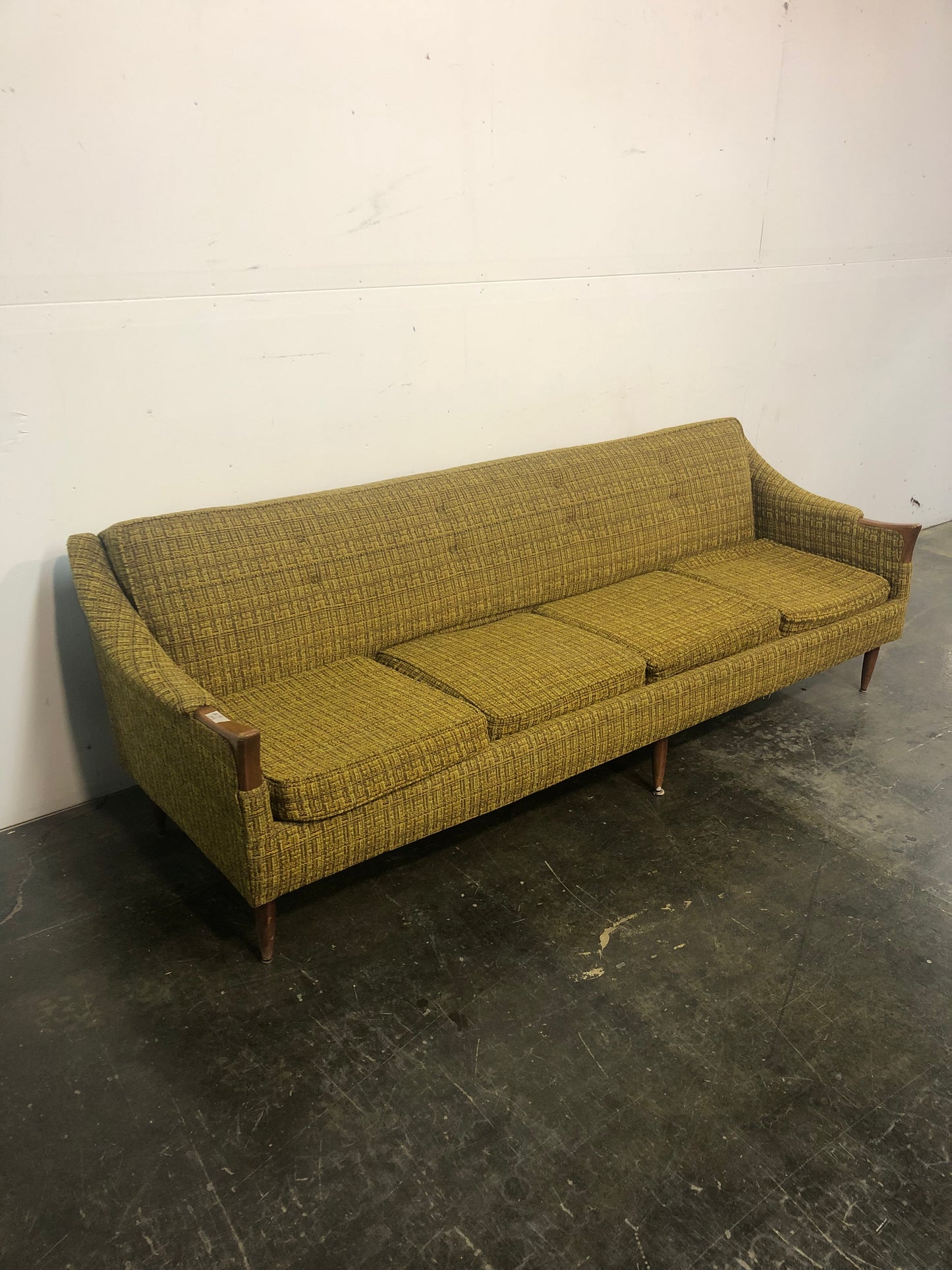 Fauteuil mid-century en tweed vert