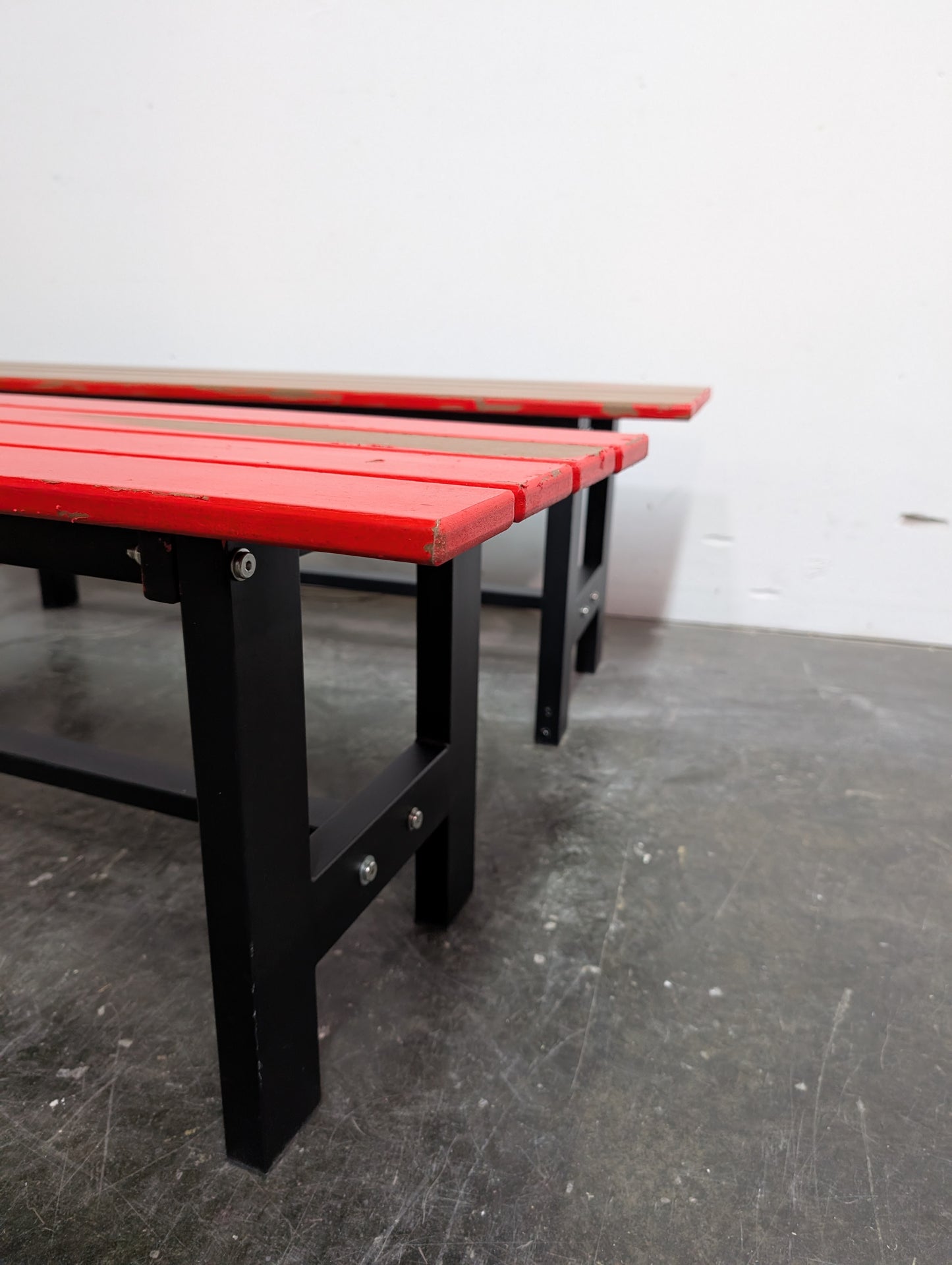 Banc faux bois et métal
