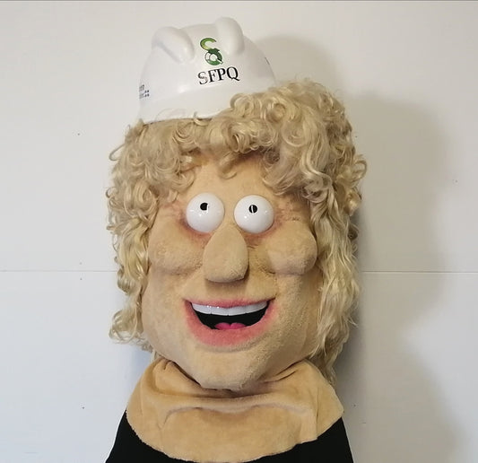 Tête de mascotte - Femme avec casque