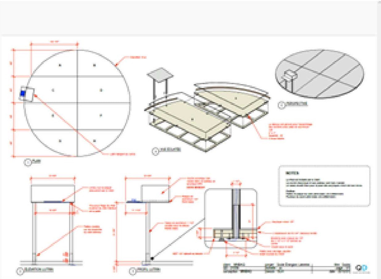 Plateforme ronde avec plexiglass miroir