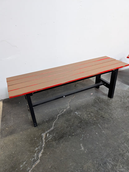 Banc faux bois et métal