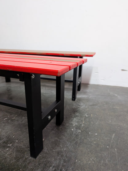 Banc faux bois et métal