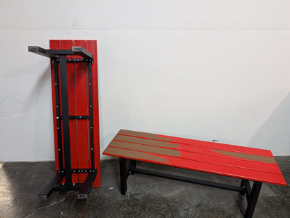 Banc faux bois et métal